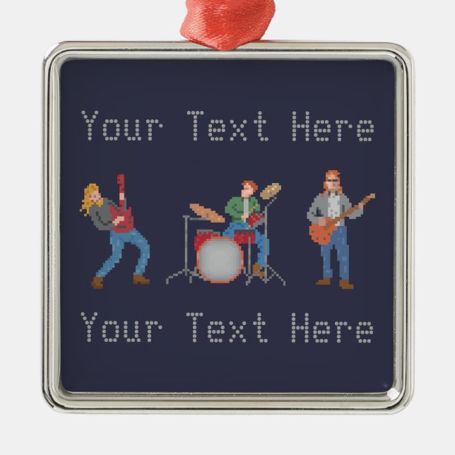 Custom Pixel Rock Band Metal Tree Decoration (Front)