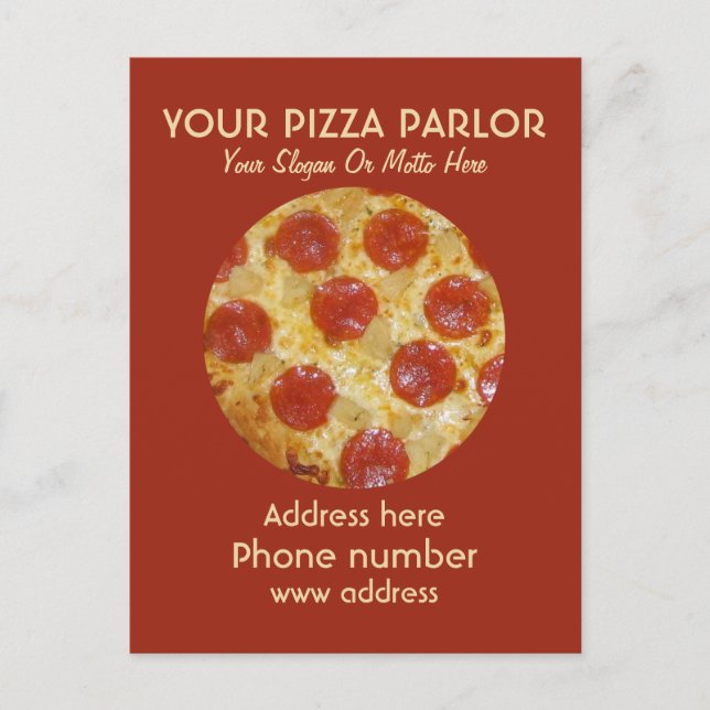 Custom Pizza Parlour Ad postcards (Front)