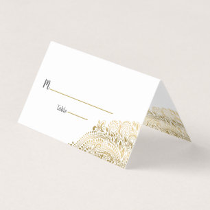 Custom place card gold floral paisley lace