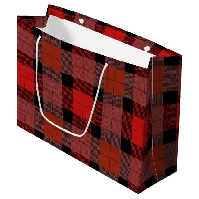 Custom plaid large gift bag (Front Angled)