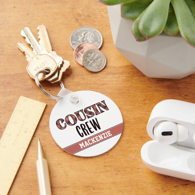 Custom Plaid Pattern Cousin Crew Cousin Squad Key Ring (Desk)