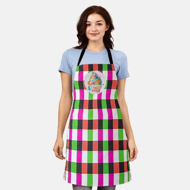 Custom Plaid | Personalised or Logo | Cupcake  Apron (Worn)