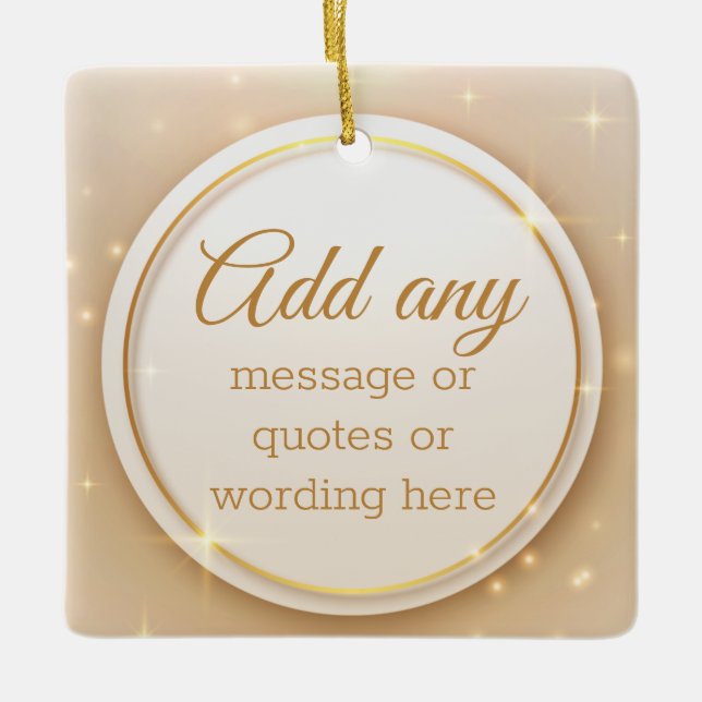 Custom Plain Elegant Gold Holiday Ceramic Ornament (Front)