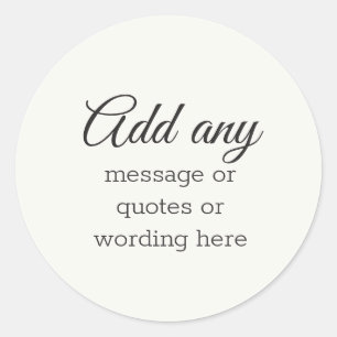 CUSTOM Plain Elegant White Classic Round Sticker