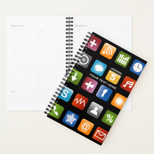 Custom planner agenda with smartphone app icons (Display)
