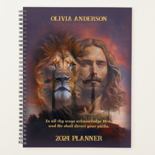 Custom Planner Jesus Lion Sunset Cross Background
