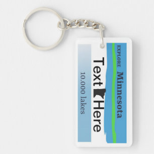 Custom plate keyring, Minnesota license plate key Ring