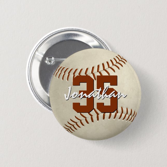 custom player name jersey number baseball softball 6 cm round badge (Front & Back)