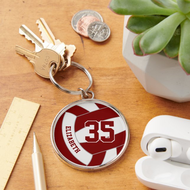 custom player name maroon volleyball  key ring (Desk)