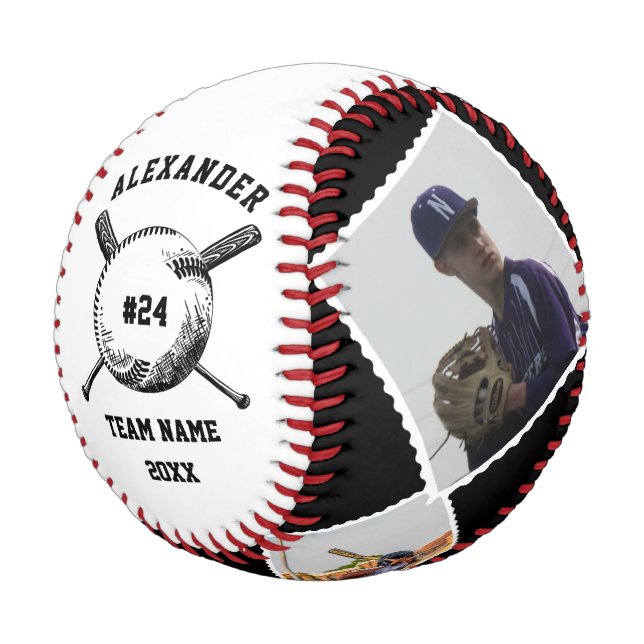 Custom Player Name, Player Number & Team Name Baseball (Angled)
