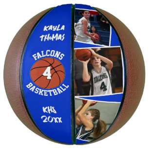 Custom Player Photos Team Name and Number Blue Basketball