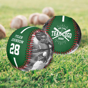 Custom Player Team Logo 2 Photo Green Baseball