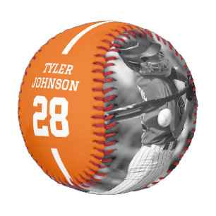Custom Player Team Logo 2 Photo Orange Baseball
