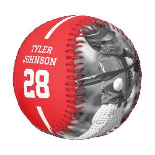 Custom Player Team Logo 2 Photo Red Baseball