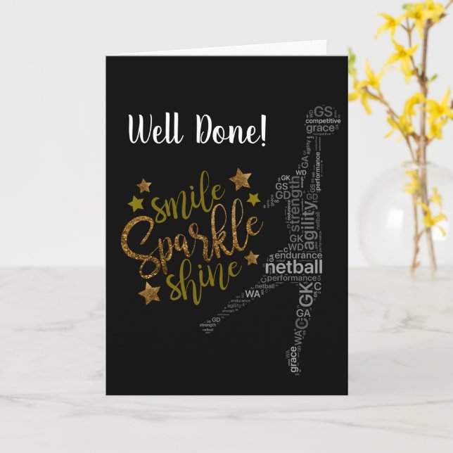 Custom Player Theme Well Done Netball Card (Yellow Flower)
