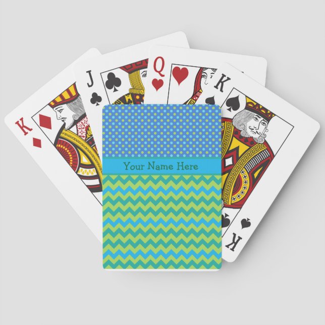 Custom Playing Cards, Blue Moons Chevrons Cards (Back)