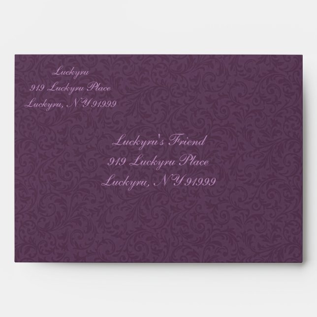 Custom Plum Filigree Envelope - A7 Greeting Card (Front)