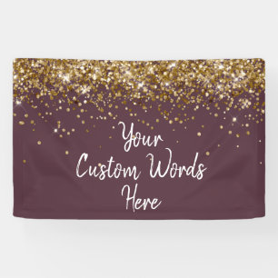 Custom Plum Purple Gold Birthday Party Photo Booth Banner