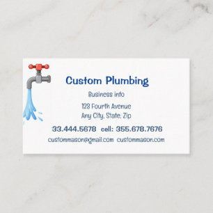 Custom Plumbing Contractors Business Business Card