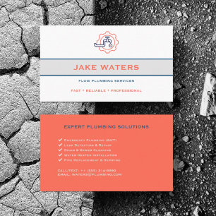 Custom Plumbing Water Pipes Leaks Repair Services Business Card