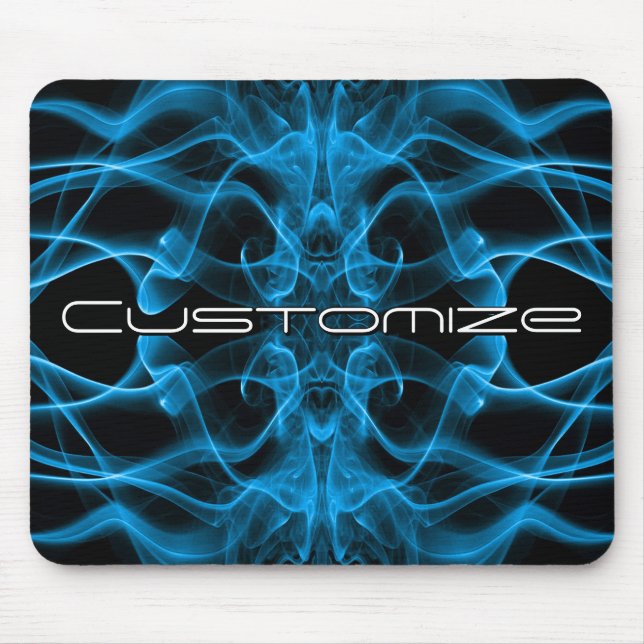 Custom Plumes of Blue Smoke on Black Mouse Mat (Front)