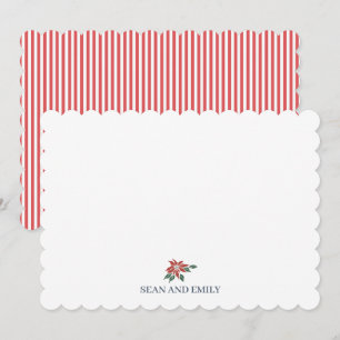 Custom Pointsettia Flower Christmas Stationary Thank You Card