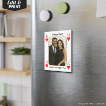 Custom Poker Card Magnet, Royal Pair Couples Gift 