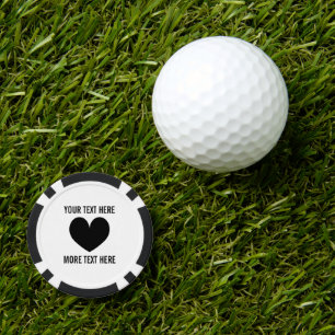 Custom poker chip golf ball marker with heart logo