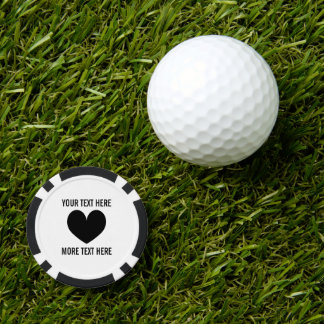 Custom poker chip golf ball marker with heart logo
