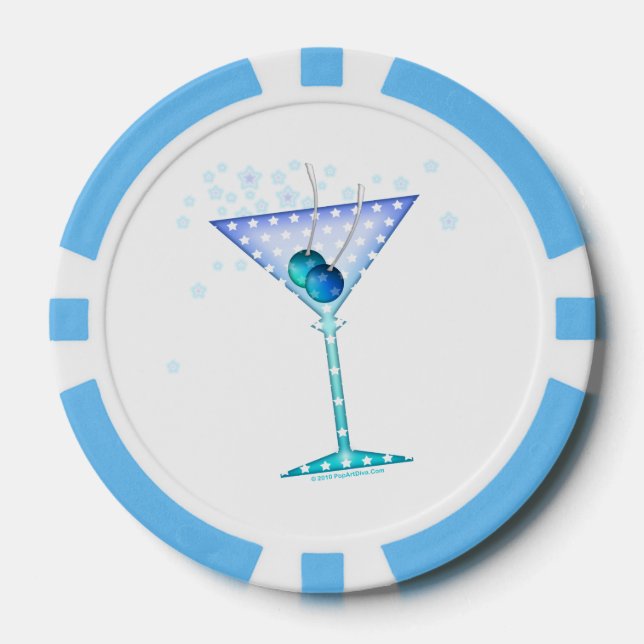 CUSTOM POKER CHIPS - BLUE MARTINI (Front)
