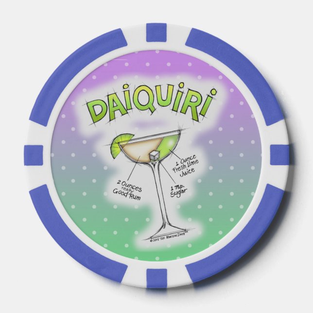 CUSTOM POKER CHIPS - DAIQUIRI RECIPE COCKTAIL ART (Front)