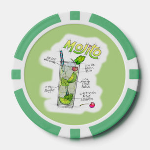 CUSTOM POKER CHIPS - MOJITO RECIPE COCKTAIL ART