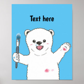 Custom polar bear animal nursery poster