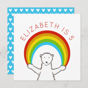 Custom Polar Bear & Rainbow Birthday Invitation