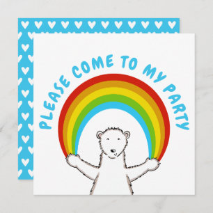 Custom Polar Bear & Rainbow Birthday Invitation