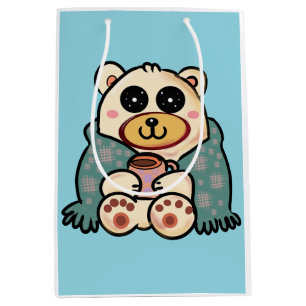 Custom Polar Bear with Coffee   Cute Winter Art Medium Gift Bag