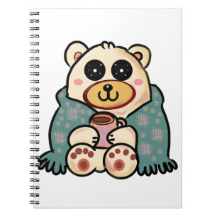 Custom Polar Bear with Coffee   Cute Winter Art Notebook