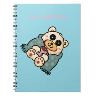 Custom Polar Bear with Coffee   Cute Winter Art Notebook