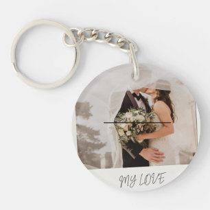 Custom Polaroid Photo Frame My Love Retro Script Key Ring