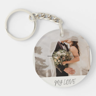 Custom Polaroid Photo Frame My Love Retro Script Key Ring
