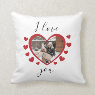 Custom polaroid photo I love heart you personalise Cushion