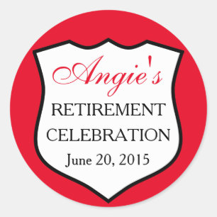 Custom Police Badge Black Red Retirement Classic Round Sticker