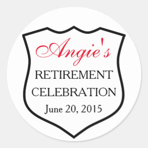 Custom Police Badge Black Red Retirement Classic Round Sticker