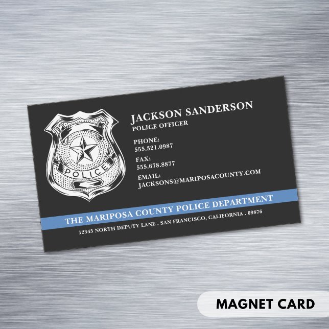 Custom Police Department Law Enforcement Logo Magnetic Business Card (Custom Police Department Law Enforcement Logo Business Card Magnet)