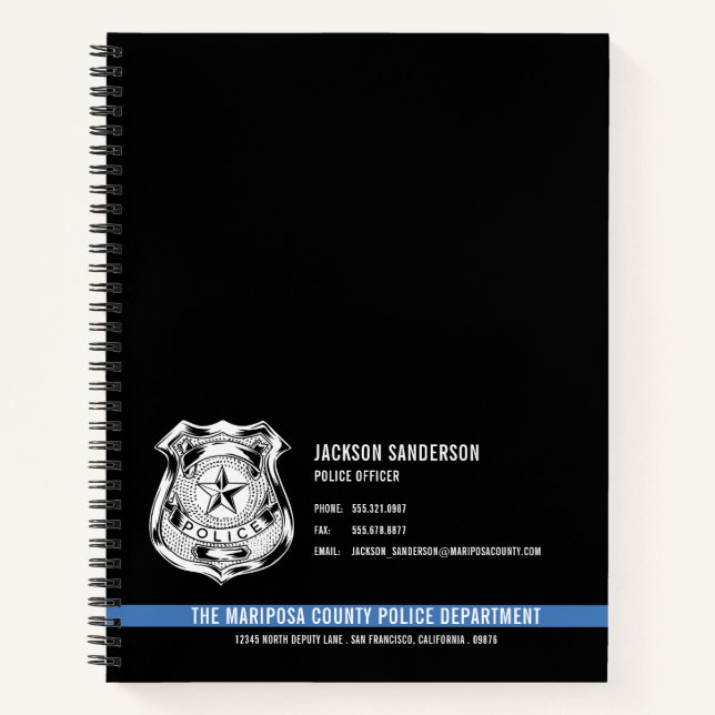 Custom Police Department Law Enforcement Logo Notebook (Front)