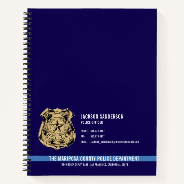 Custom Police Department Law Enforcement Logo Notebook (Front)