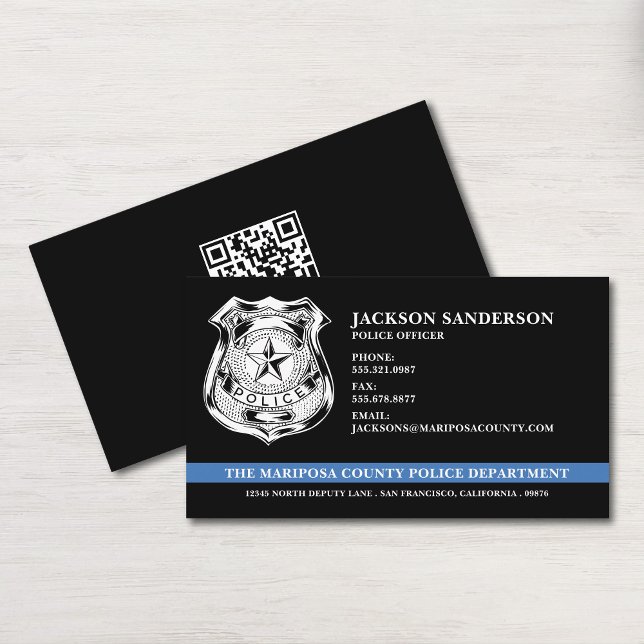 Custom Police Department Law Enforcement QR Code Business Card (Custom Police Department Law Enforcement QR Code Business Card)