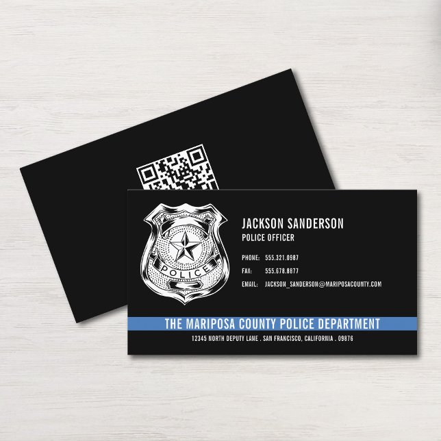 Custom Police Department Law Enforcement QR Code Business Card (Custom Police Department Law Enforcement QR Code Business Card)