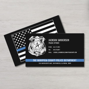 Custom Police Department Thin Blue Line Logo Business Card