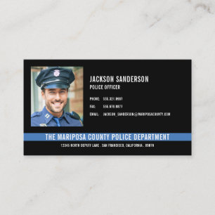 Custom Police Department Thin Blue Line Photo Business Card